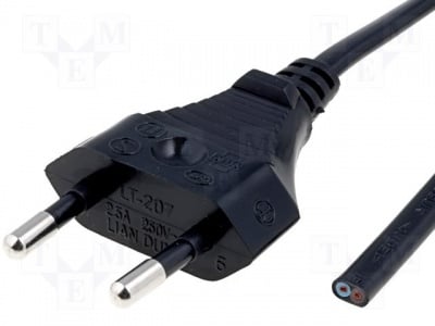 Захранващ кабел S1-2/07/1.8BK Кабел; CEE 7/16 (C) щепсел, кабели; 1,8m; черен; PVC; 2x0,75mm2